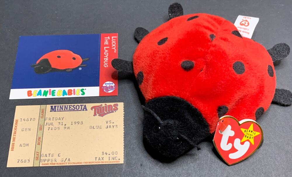 1998 Ty Beanie Babies Day Lucky the Ladybug Minnesota Twins Ticket Stub Card